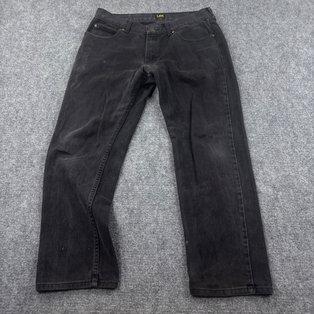 Lee Regular Fit Jeans 34W x 30L Black Straight Leg 100% Cotton Denim Men's - Picture 2 of 8